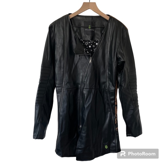 Ron Tomson N 71045 longline faux leather two tone jacket - Picture 2 of 10